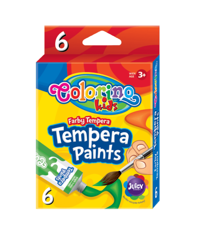Farby plakatowe 12 kolorów w tubach Colorino dla dzieci