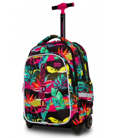 Świecący plecak na kółkach w tropikalne liście CoolPack Junior Paradise pastelowe kolory