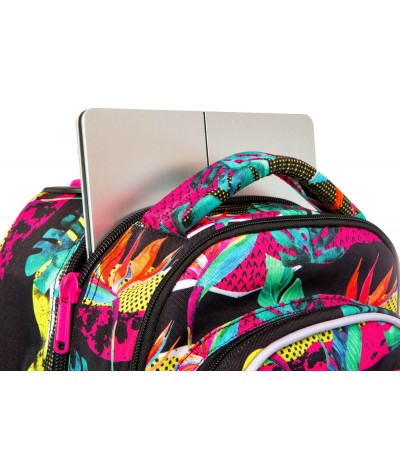 Świecący plecak na laptopa na kółkach w tropikalne liście CoolPack Junior Paradise