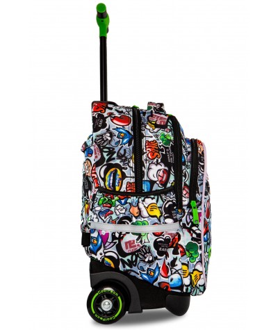 Świecący plecak na kółkach kolorowy CoolPack Junior Graffiti LED bok