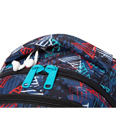 Świecący plecak w kolorowe trójkąty 3 komory CoolPack Joy L Triangles z portem na słuchawki