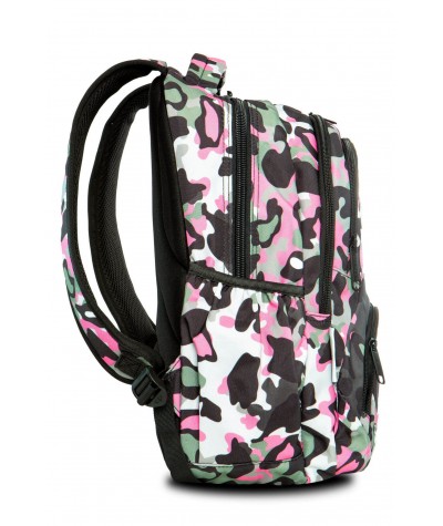  	Różowy plecak moro z naszywkami szkolny CoolPack Dart Camo Pink Badges bok