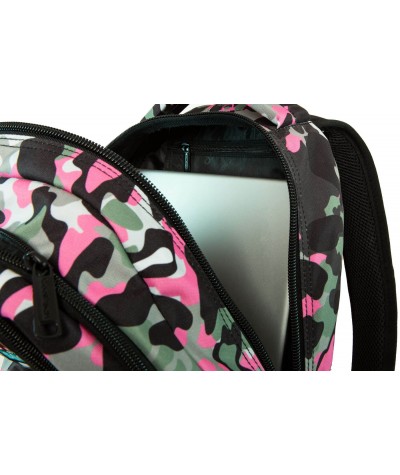  	Różowy plecak na laptopa moro z naszywkami szkolny CoolPack Dart Camo Pink Badges 