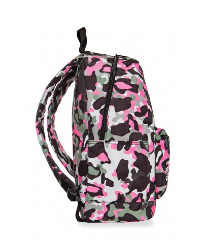 Różowy plecak moro z naszywkami lekki miejski CoolPack Cross Camo Pink bok