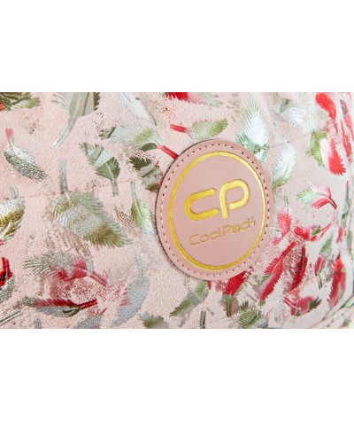Różowy plecak w piórka pikowany puchowy CoolPack Ruby Feathers Bluish złote logo