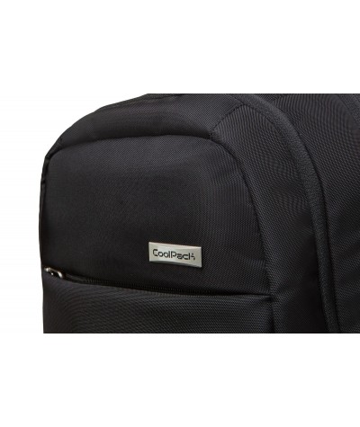 Czarny plecak męski na laptop biznesowy CoolPack CP Might Black logo 2