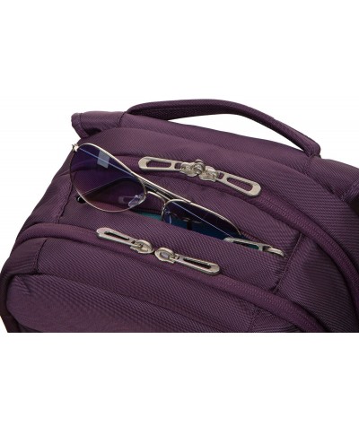 Plecak na laptopa 13,3" damski do pracy fioletowy z seledynową podszewką na okulary