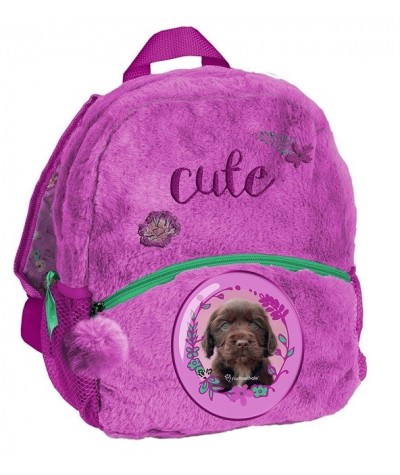 Plecaczek pluszowy dla dziecka Rachael Hale z psem fioletowy