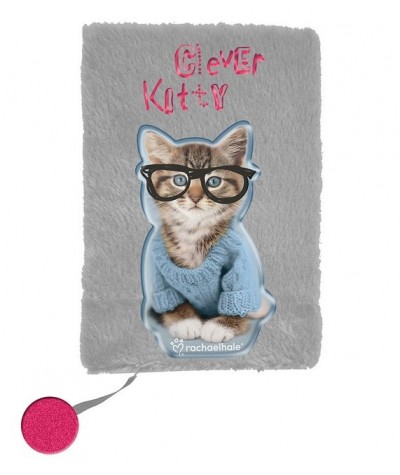 Pamiętnik pluszowy szary z kotkiem Rachael Hale notesik