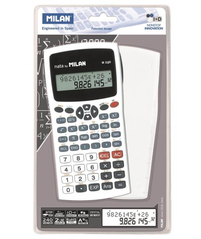 Kalkulator naukowy Milan 240 funkcji, biały z dwuliniowym wyświetlaczem