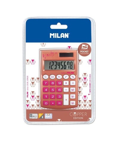 Kalkulator kieszonkowy z etui Milan różowe złoto Copper