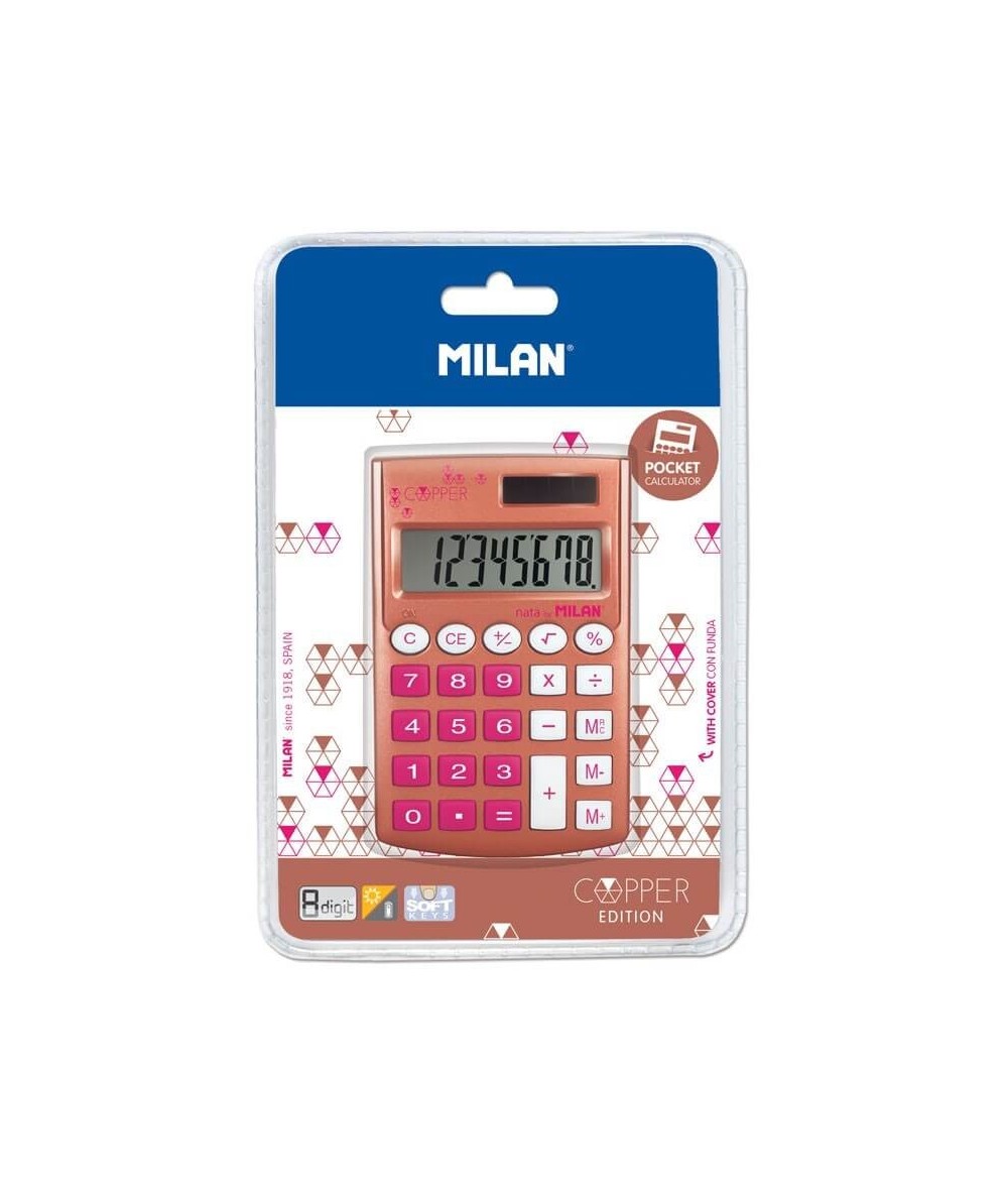 Kalkulator kieszonkowy z etui Milan r&oacute;żowe złoto Copper