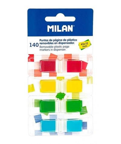 Zdejmowane, plastikowe karteczki / indeksy Milan 4 kolory 140 szt. 45*12mm