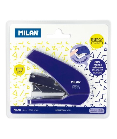 Zszywacz Milan 9cm metalowy w plastikowej obudowie niebieski