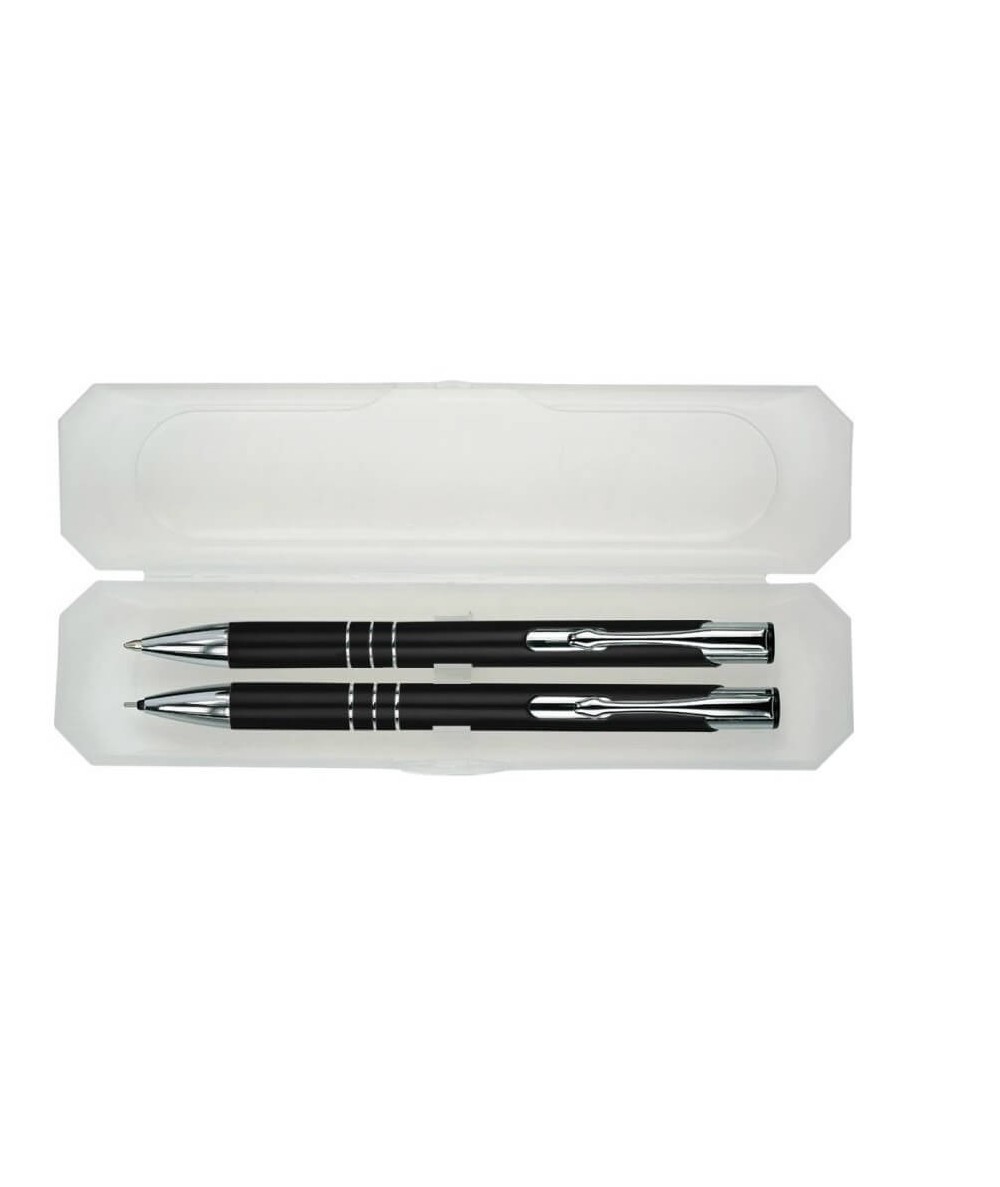 Długopis i ołówek automatyczny z metalu w pudełku na prezent czarny