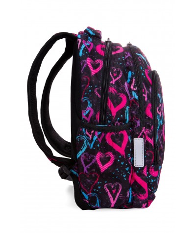 Plecak szkolny w kolorowe serca klasy 1-3 CoolPack Drawing Heart Prime bok