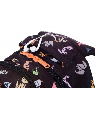 Czarny plecak szkolny ze zwierzakami klasy 1-3 CoolPack Origami Prime PORT NA SŁUCHAWKI