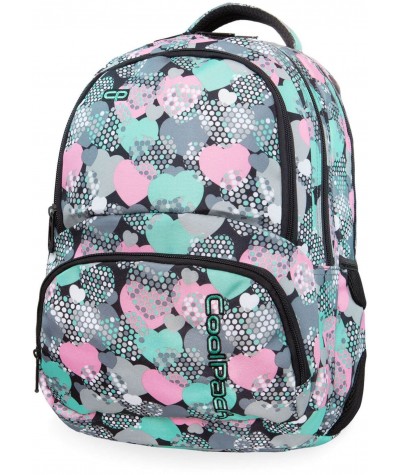 Pastelowy plecak szkolny w miętowe serca CoolPack Minty Hearts Spiner 2 kieszenie