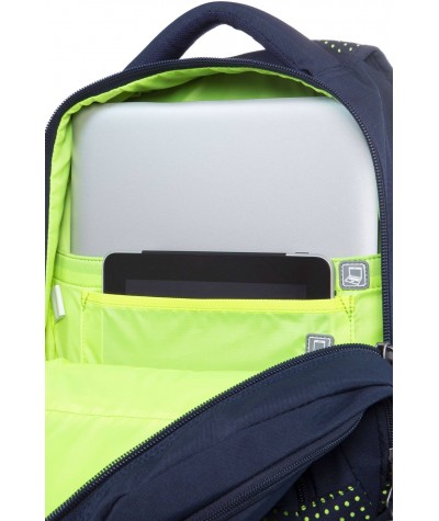 Granatowy plecak młodzieżowy na laptopa CoolPack Dots Yellow Navy Dart