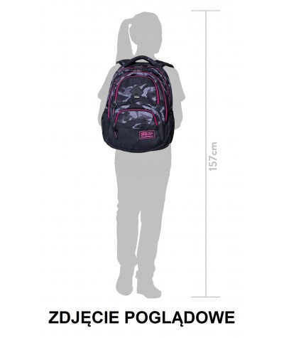 Duży plecak młodzieżowy dla chłopaka CoolPack Dots Orange Navy Dart rozmiar