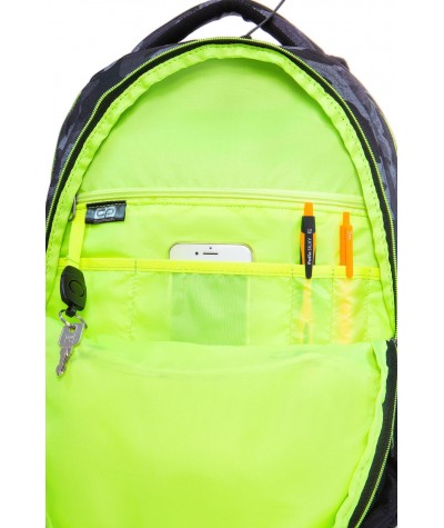 Szary plecak szkolny młodzieżowy moro z żółtą podszewką CoolPack Moro Yellow Dart