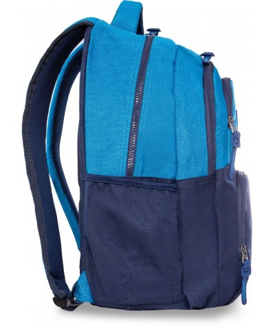 Duży plecak młodzieżowy z kieszenią boczną do liceum niebieski melanż CoolPack Melange Aero