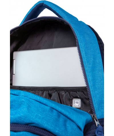 Duży plecak na laptop młodzieżowy do liceum niebieski melanż CoolPack Melange Aero