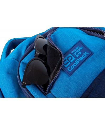 Duży plecak z kieszenią na okulary młodzieżowy do liceum niebieski melanż CoolPack Melange Aero