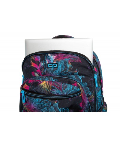 Czarny plecak na kółkach na laptopa w kwiaty iluzja CoolPack Vibrant Bloom Swift