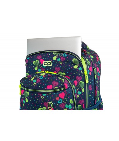 Kolorowy plecak na laptopa na kółkach w serca szkolny CoolPack Lime Hearts Swift