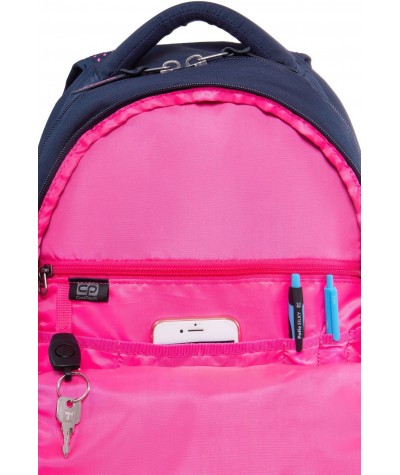 Plecak młodzieżowy w kropki dla dziewczyny CoolPack Dots Pink Dart organizer