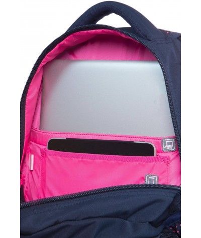 Plecak młodzieżowy w kropki dla dziewczyny CoolPack Dots Pink Dart kieszeń na laptopa