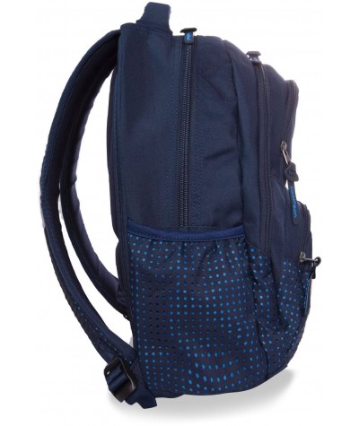 Granatowy plecak młodzieżowy dla nastolakta CoolPack Dots Blue Dart kieszeń na bidon