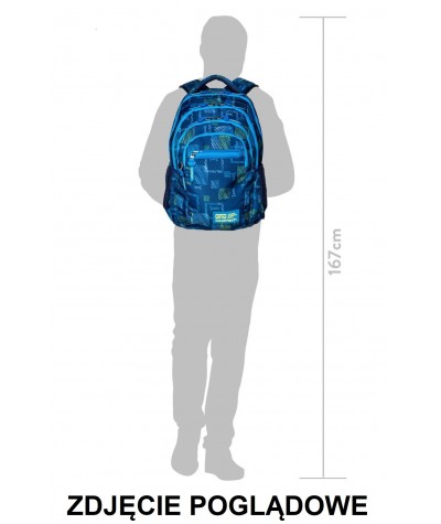 Kolorowy plecak szkolny dla chłopca  5 przegród CoolPack Hyde College proporcje