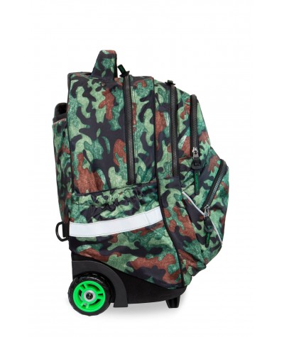 Plecak na kółkach moro dla chłopca CoolPack Camo Fusion Green Starr kieszeń na bidon z odblaskiem