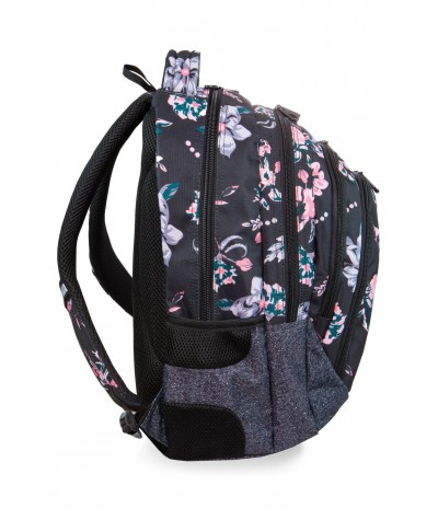 Trzykomorowy plecak szkolny w kwiaty CoolPack Dark Romance Drafter