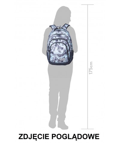 Trzykomorowy plecak szkolny w kwiaty CoolPack Dark Romance Drafter proporcje
