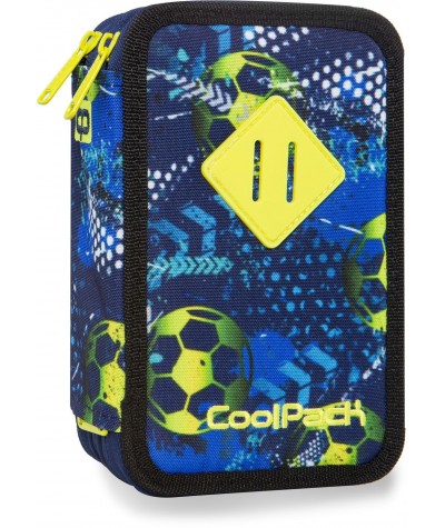 Piórnik trzykomorowy z wyposażeniem COOLPACK CP JUMPER 3 FOOTBALL BLUE z piłką nożną