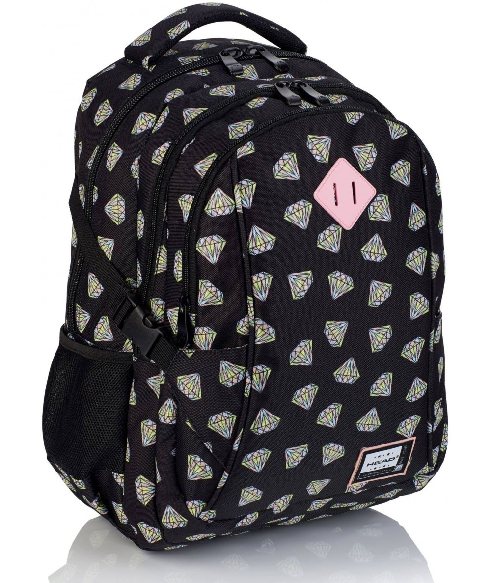 Plecak do liceum dla dziewczyny HEAD czarny w diamenty HD-340 D