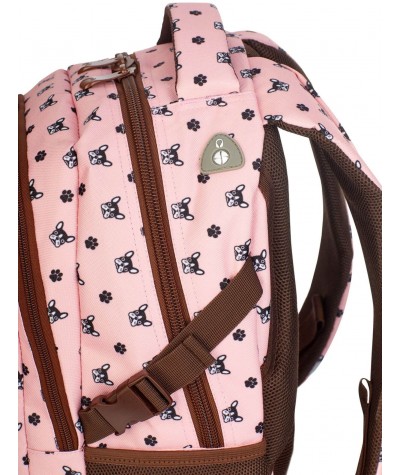 Plecak szkolny z buldogami buldog różowy dla dziewczynki Head HD-245 port na słuchawki