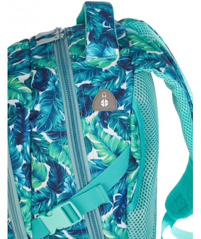 Miętowy plecak szkolny tropikalny w liście dla dziewczynki Head HD-289 port na słuchawki