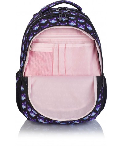 Plecak szkolny z różową podszewką diamentowe koty dla dziewczynki 3 komory Hash HS-173