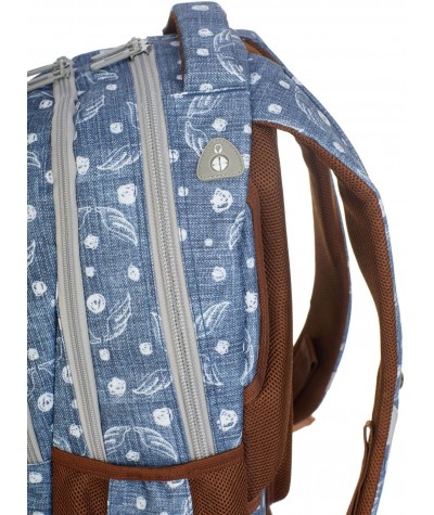 Jeansowy plecak szkolny ze skrzydłami dla dziewczyny Hash HS-120 port na słuchawki