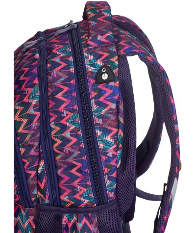 Kolorowy plecak boho w zygzaki do szkoły dla dziewczynki Head HD-264 port do słuchawek