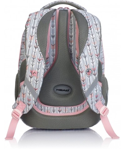Szary plecak boho z profilowanymi plecami w strzałki do szkoły dla dziewczynki Head HD-264