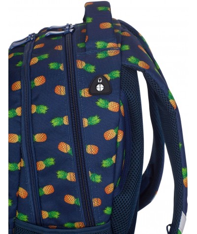 Granatowy plecak z ananasami do szkoły dla dziewczynki Head HD-252 port do słuchawek