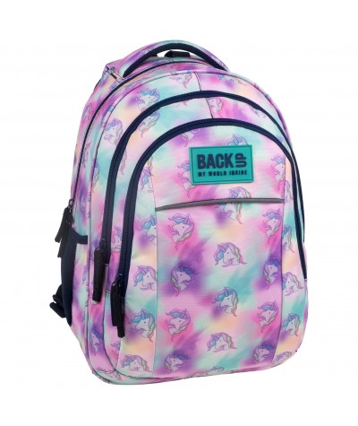 Plecak szkolny BackUP tęczowy z jednorożcem Unicorn H15
