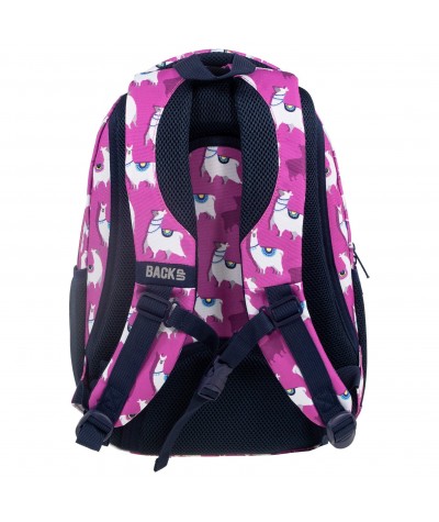 Plecak szkolny z pasem piersiowym lamy różowy dla dziewczynki BackUP H03