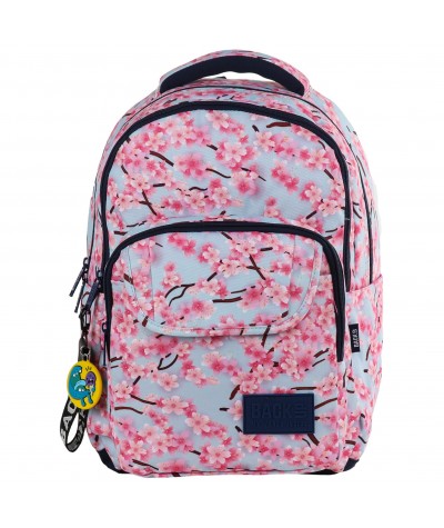 Pastelowy plecak szkolny z kwiatami wiśni dla dziewczynki BackUP L25