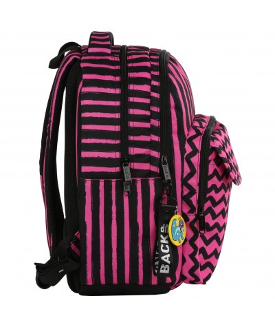 Dwukomorowy plecak szkolny w paski zygzaki dla dziewczynki BackUP L07